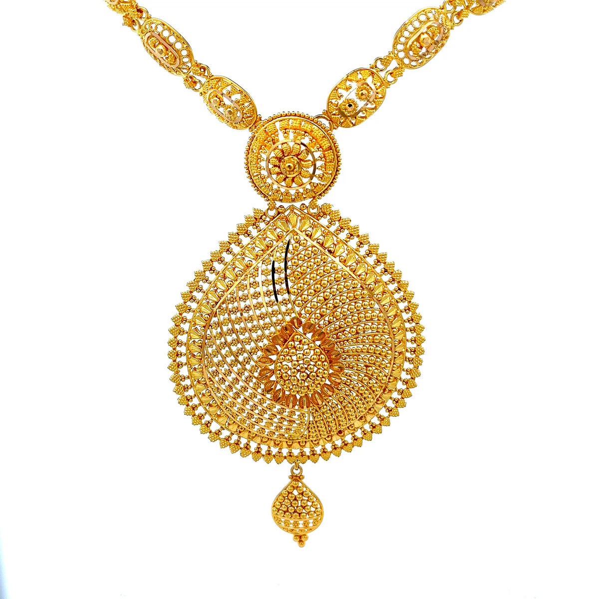 22ct Gold Necklace with Ornate Circular Pendant