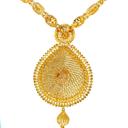 22ct Gold Necklace with Ornate Circular Pendant