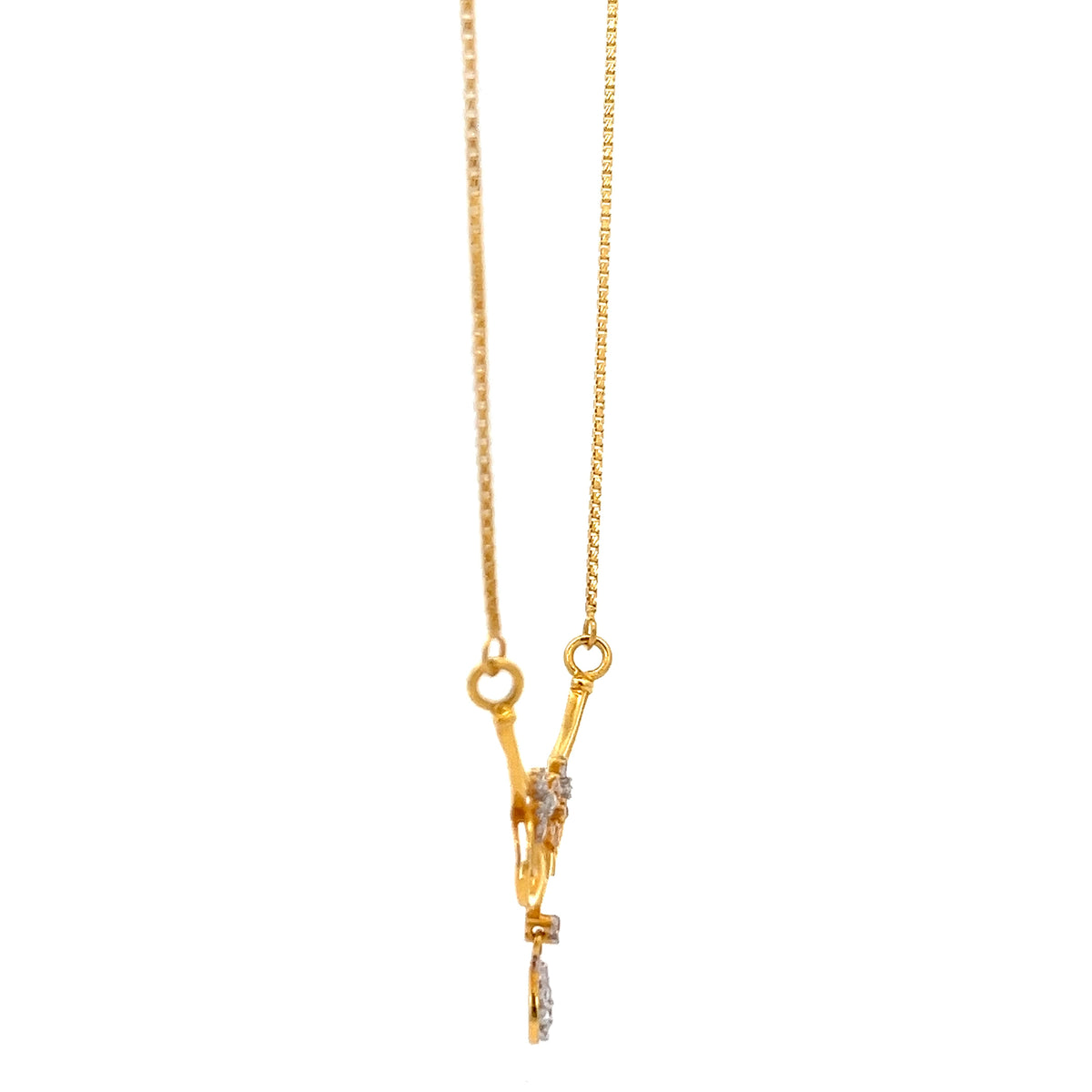 22ct Gold Floral Cluster Necklace with Teardrop Pendant