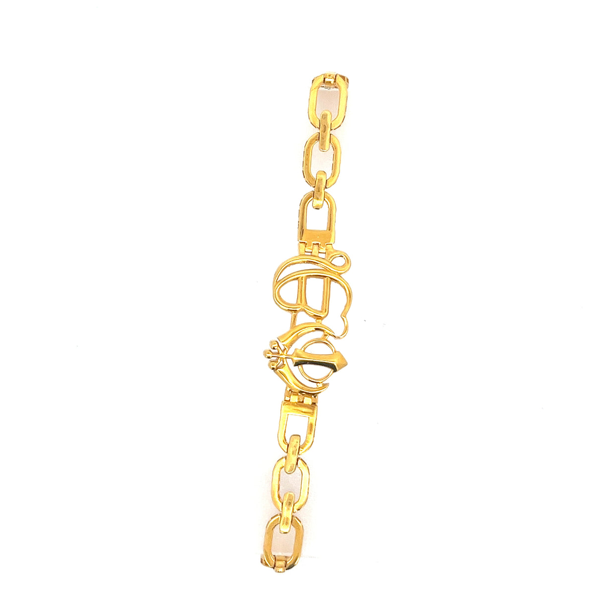 22ct Gold Oval Link Bracelet with Ornate Central Motif