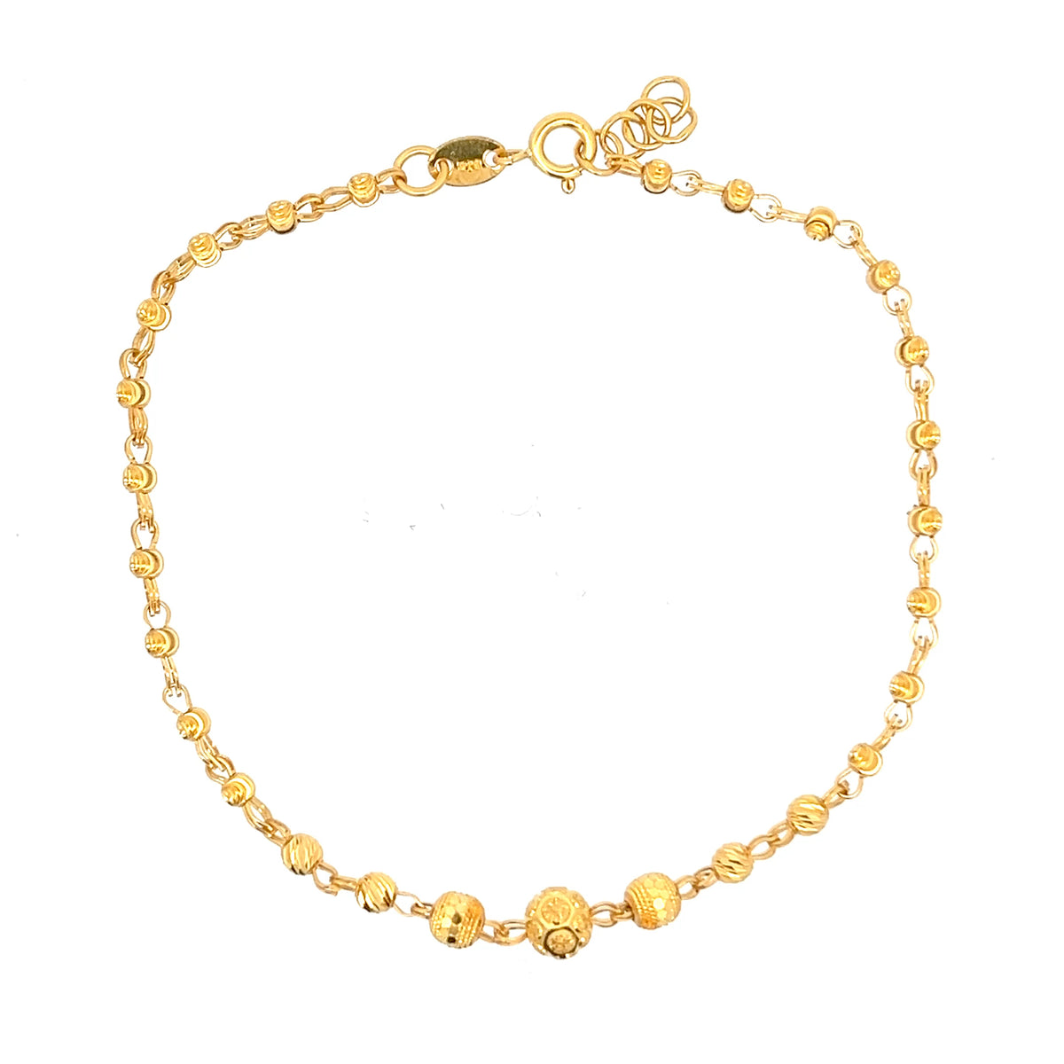 22ct Gold Bracelet with Textured Bead Link Design