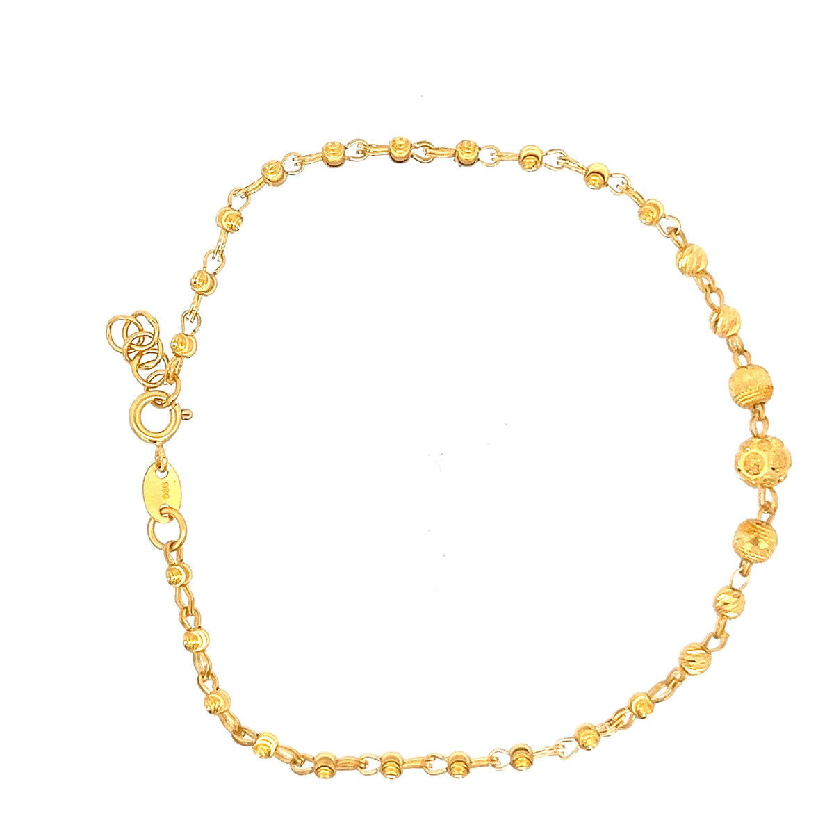 22ct Gold Bracelet with Textured Bead Link Design