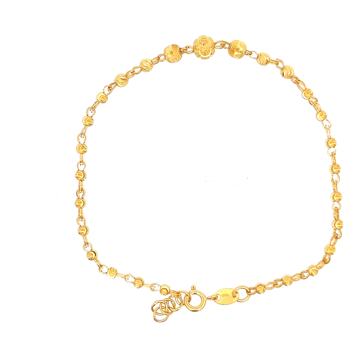 22ct Gold Bracelet with Textured Bead Link Design