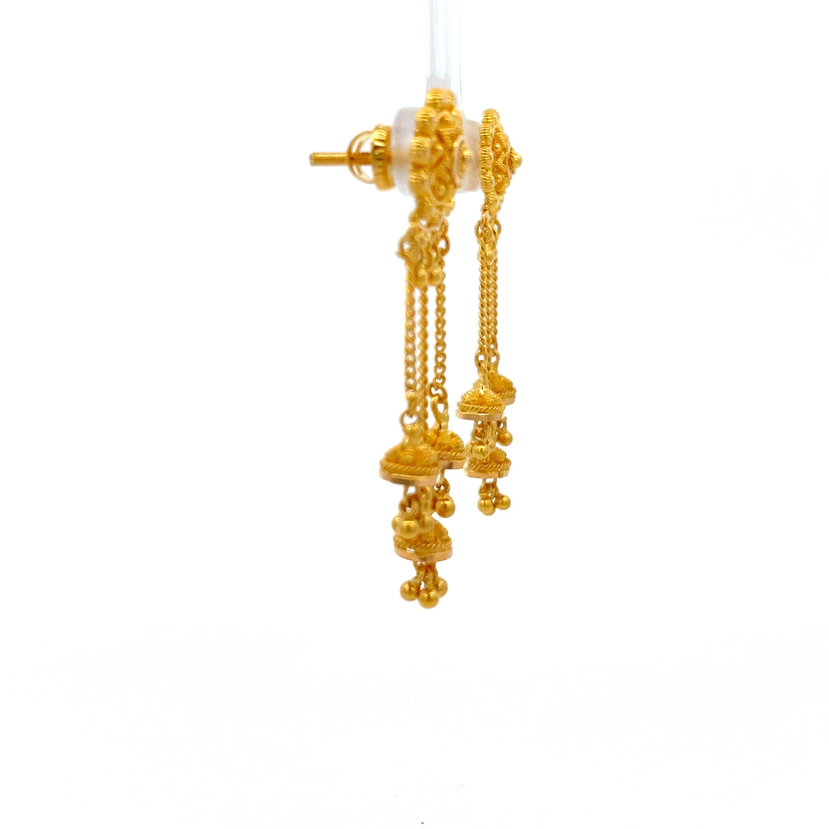 22ct Gold Jhumka Chain Drop Earrings