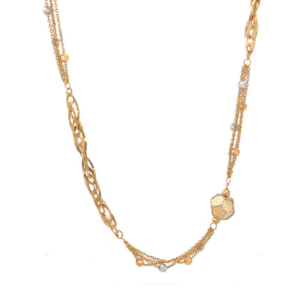 22ct Gold Multi-Strand Necklace with Textured Hexagonal Feature