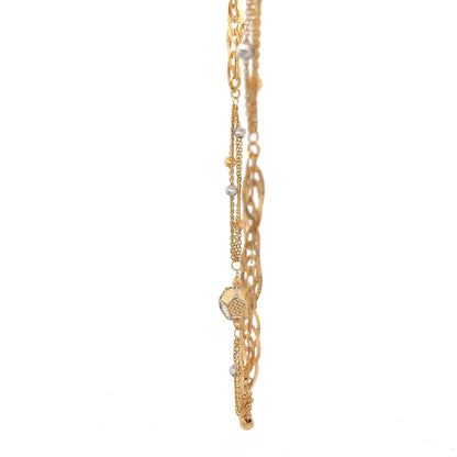 22ct Gold Multi-Strand Necklace with Textured Hexagonal Feature