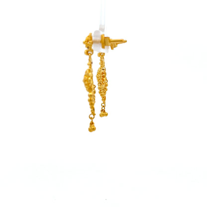 22ct Gold Filigree Disc Drop Earrings with Beaded Fringe