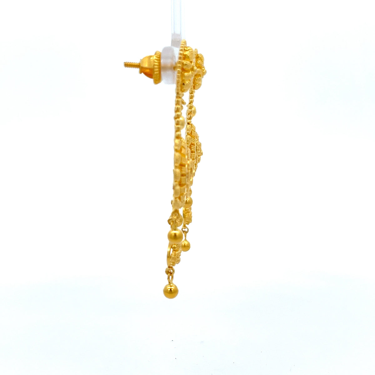 22ct Gold Filigree Circular Drop Earrings with Ball Charms