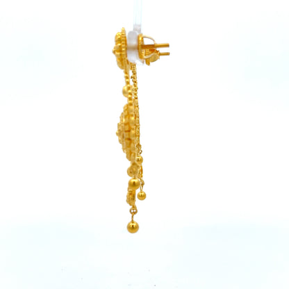 22ct Gold Filigree Circular Drop Earrings with Ball Charms