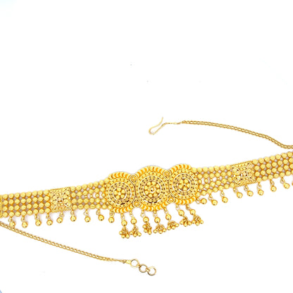 22ct Gold Ornate Circular Motif Statement Necklace