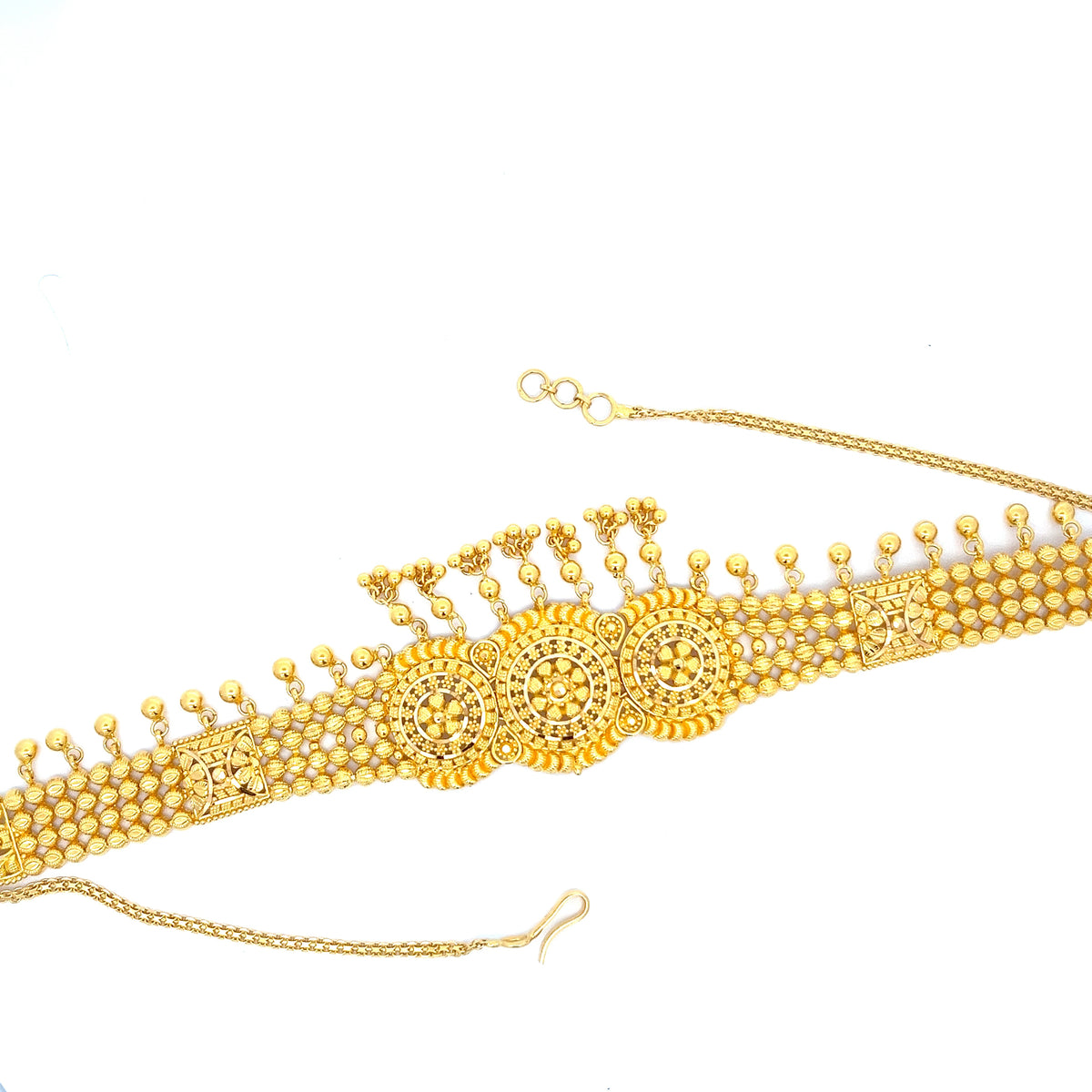 22ct Gold Ornate Circular Motif Statement Necklace