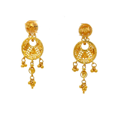 22ct Gold Filigree Circular Drop Earrings with Beaded Detail