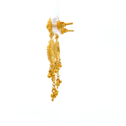 22ct Gold Filigree Circular Drop Earrings with Beaded Detail