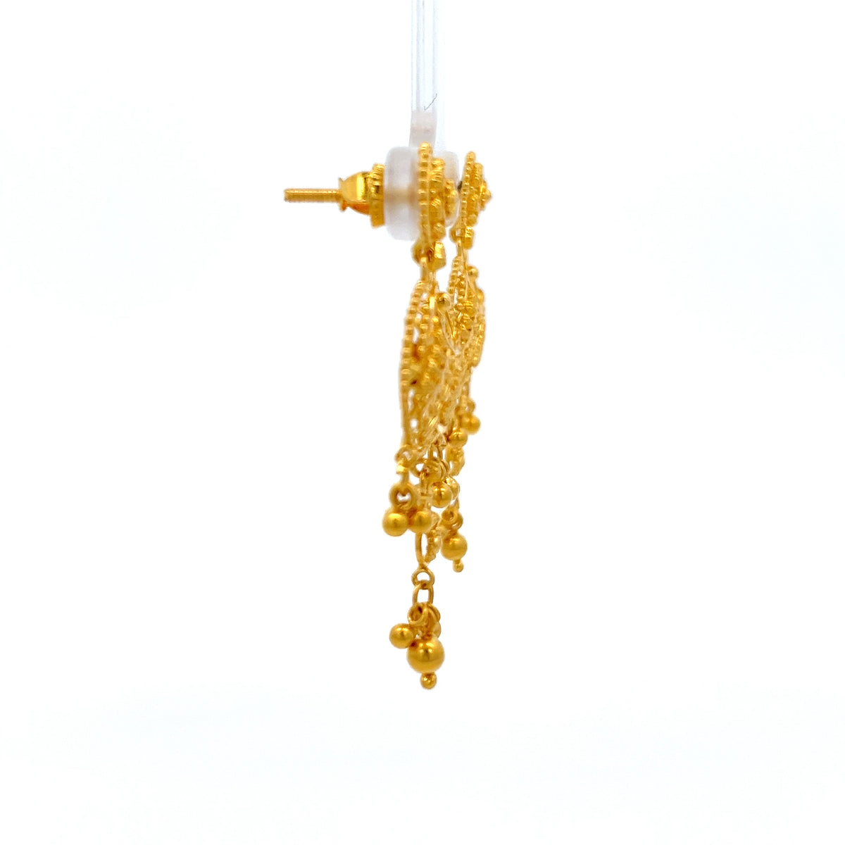 22ct Gold Filigree Circular Drop Earrings with Beaded Detail