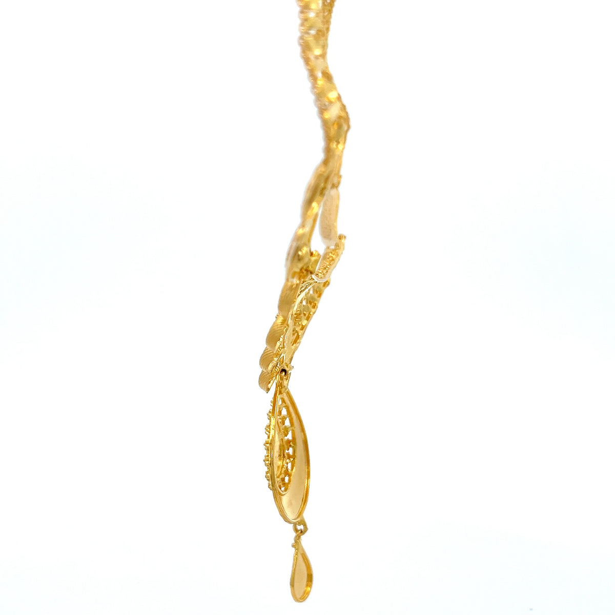 22ct Gold Ornate Teardrop Pendant Necklace with Openwork Detail