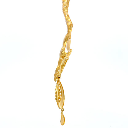 22ct Gold Ornate Teardrop Pendant Necklace with Openwork Detail