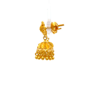 22ct Gold Floral Dome Jhumka Drop Earrings