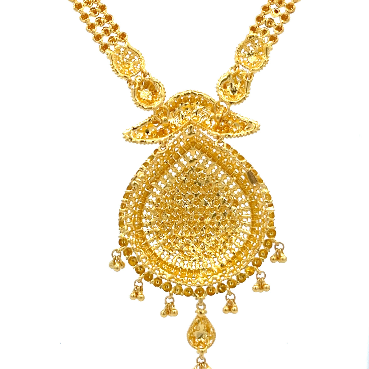 22ct Gold Necklace with Ornate Teardrop Pendant