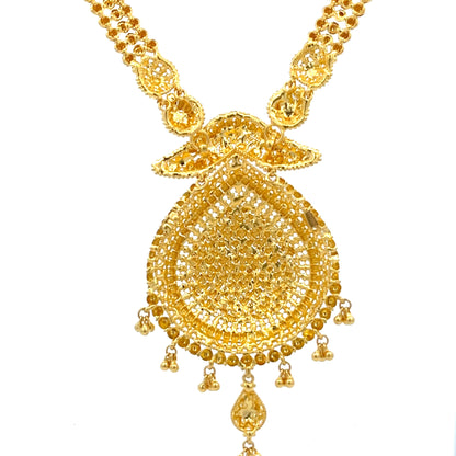 22ct Gold Necklace with Ornate Teardrop Pendant