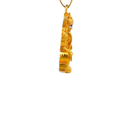 22ct Gold Seated Deity Pendant with Detailed Relief Design