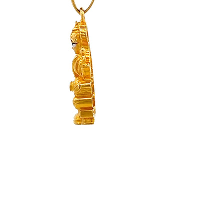 22ct Gold Seated Deity Pendant with Detailed Relief Design