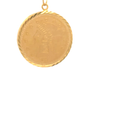 22ct Gold Eagle Coin Pendant with Rope-Edged Border