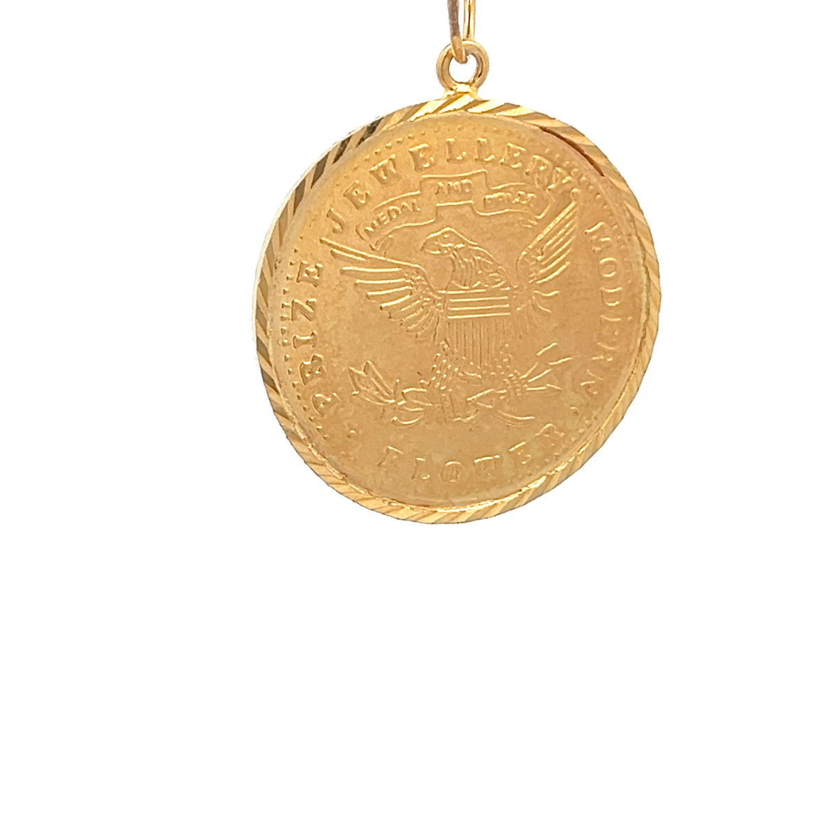 22ct Gold Eagle Coin Pendant with Rope-Edged Border