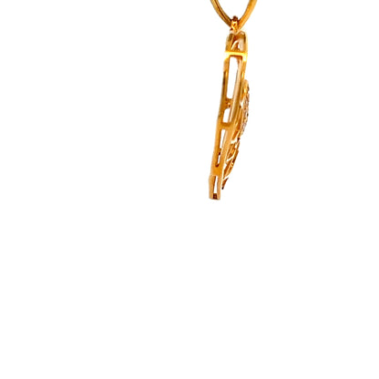 22ct Gold Heart Pendant with Clear Stone Cluster