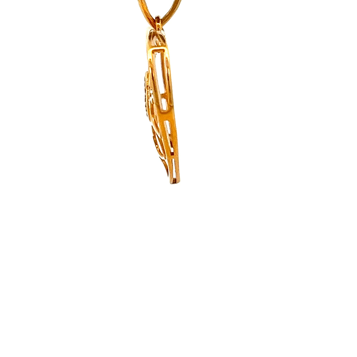 22ct Gold Heart Pendant with Clear Stone Cluster