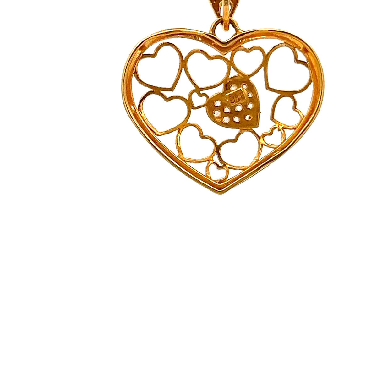 22ct Gold Heart Pendant with Clear Stone Cluster