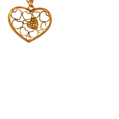 22ct Gold Heart Pendant with Clear Stone Cluster