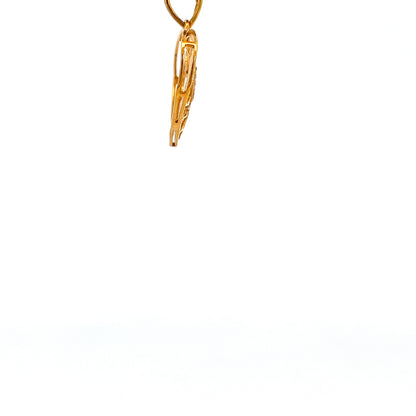 22ct Gold Heart Pendant with Clear Stone Cluster