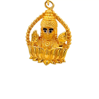 22ct Gold Goddess Pendant with Lotus and Decorative Border