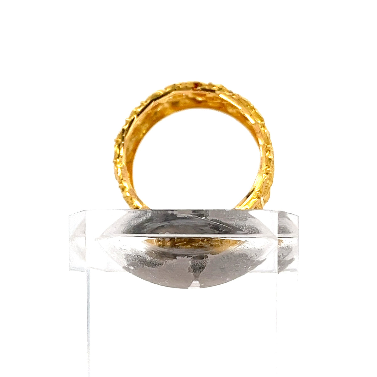 22ct Gold Ornate Textured Panel Design Ring