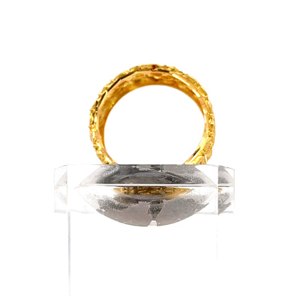 22ct Gold Ornate Textured Panel Design Ring