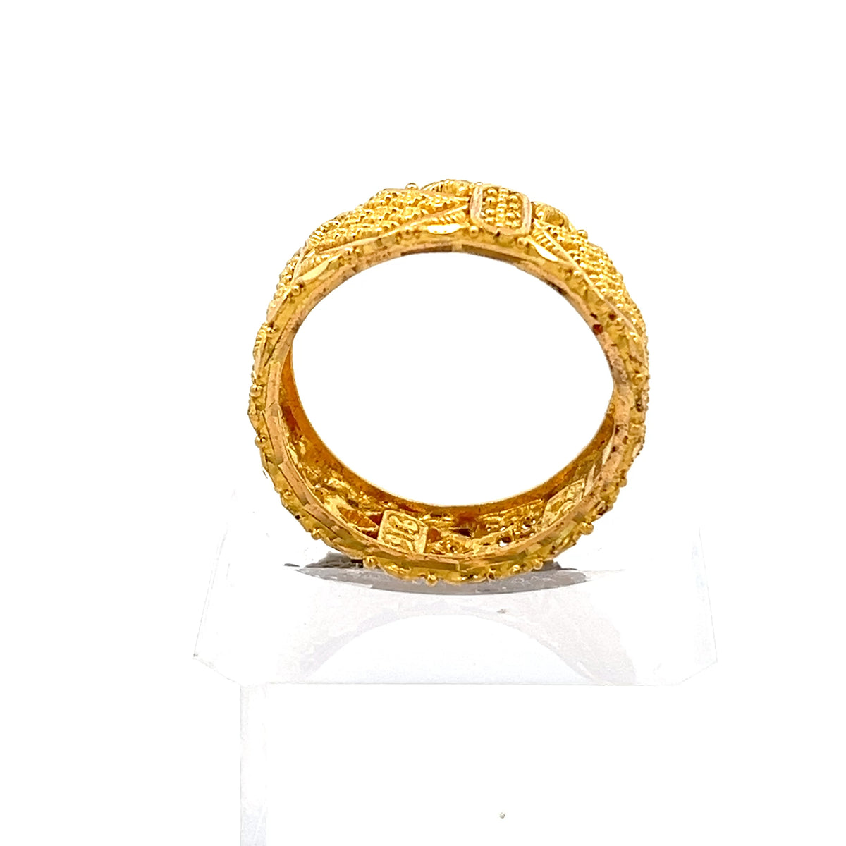 22ct Gold Ornate Textured Panel Design Ring