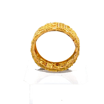 22ct Gold Ornate Textured Panel Design Ring