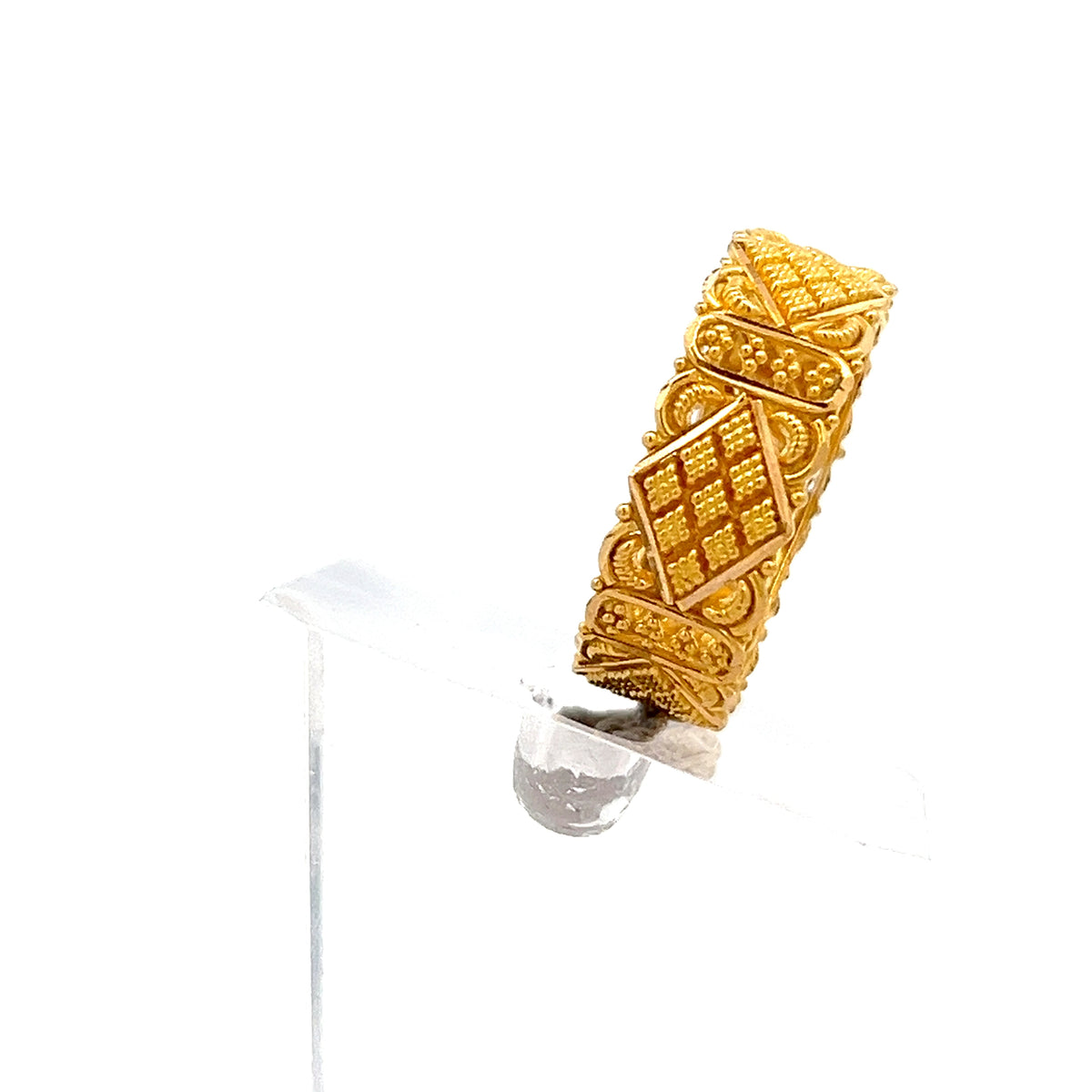 22ct Gold Ornate Textured Panel Design Ring
