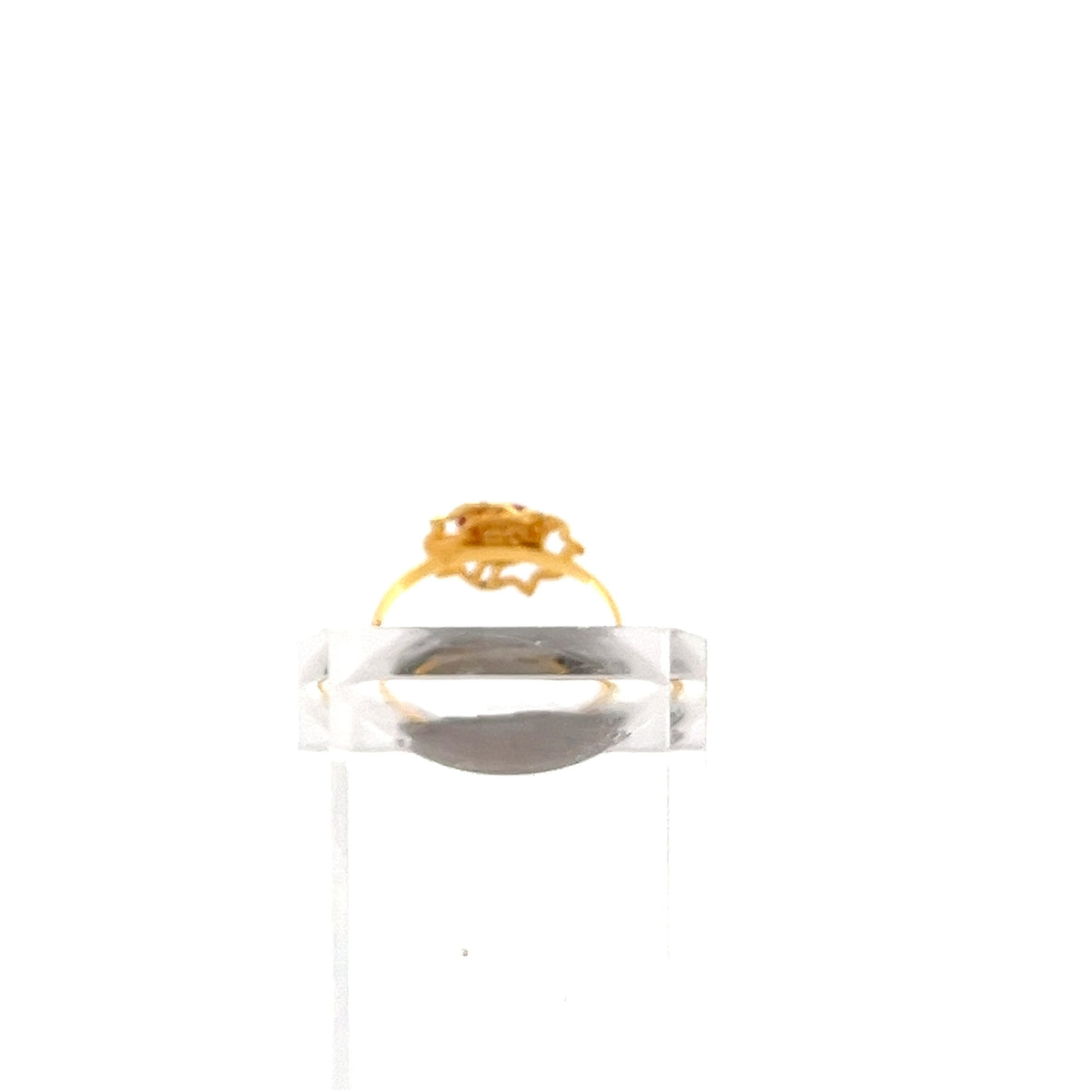 22ct Gold Ring with Red Coloured Stone Cluster