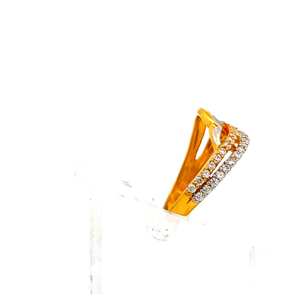 22ct Gold Two-Tone Clear Stone Cluster Ring