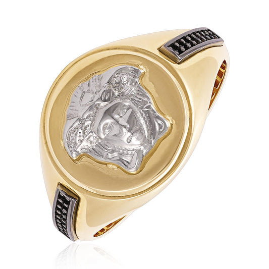 14ct Yellow Gold Medusa Head Signet Ring