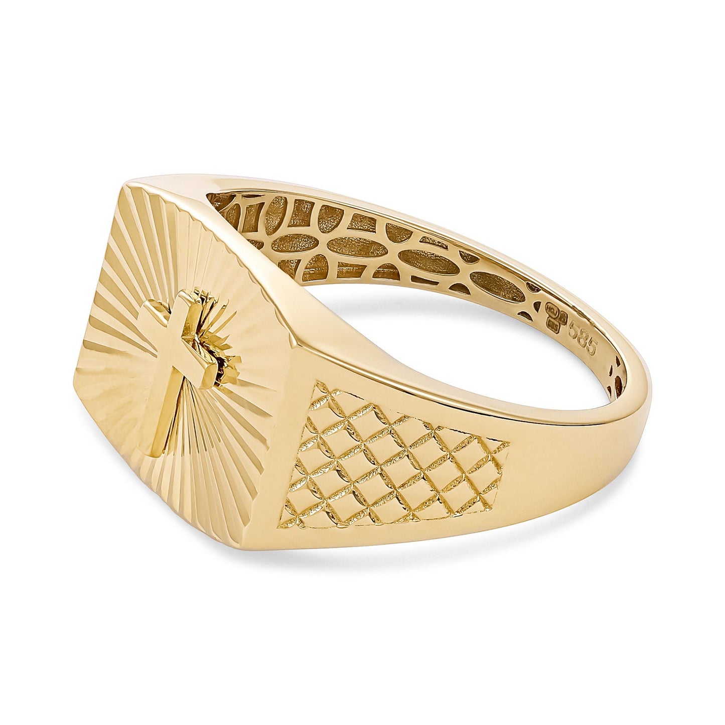 14ct Yellow Gold Cross Detail Signet Ring