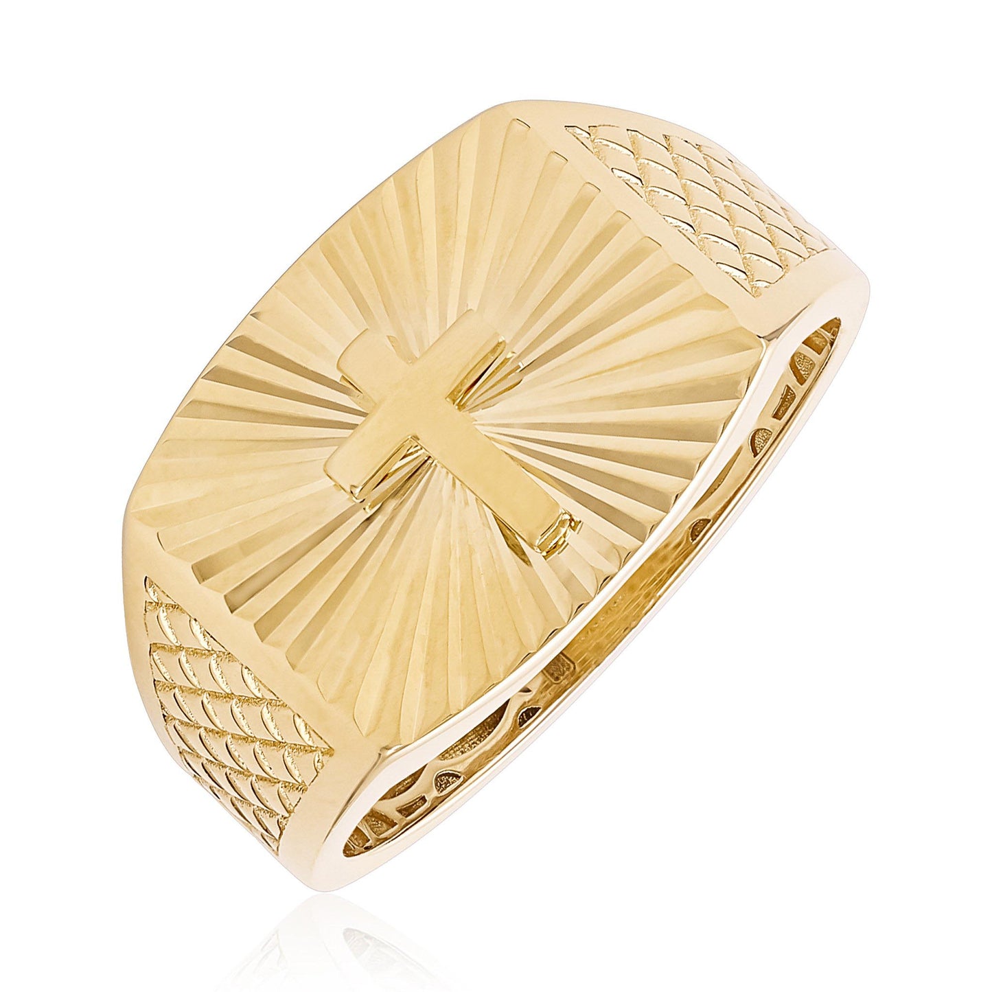14ct Yellow Gold Cross Detail Signet Ring