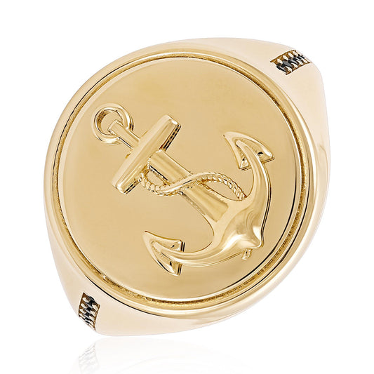 14ct Yellow Anchor Gold Signet Ring