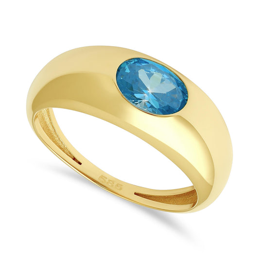 14ct Yellow Gold Blur Gemstone Ring