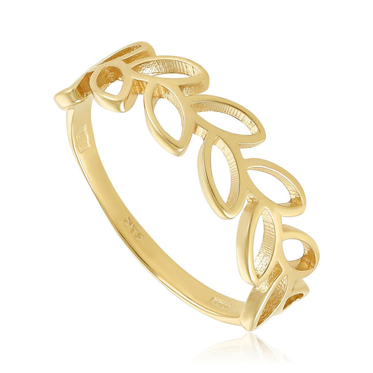 9ct Yellow Gold Leaf Design Ring