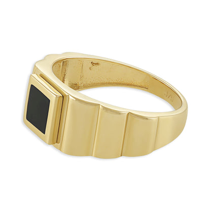 9ct Yellow Gold Black Enamel Signet Ring