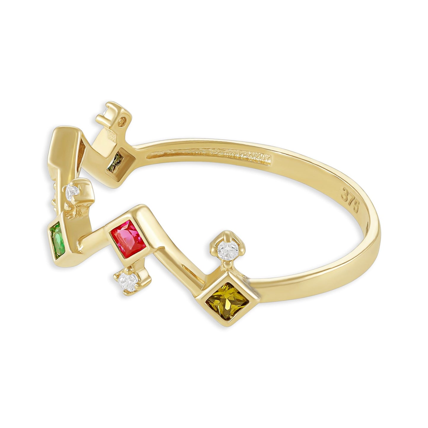 9ct Yellow Gold Coloured Stone Ring