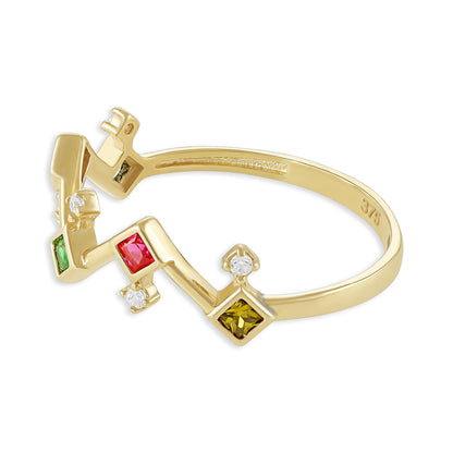 9ct Yellow Gold Coloured Stone Ring