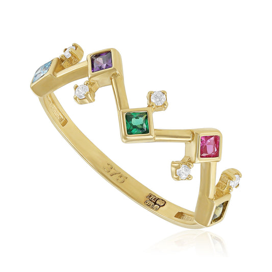 9ct Yellow Gold Coloured Stone Ring